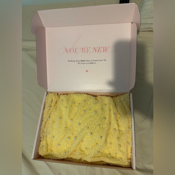 Oh Polly Embellished Cold Shoulder Cut Out Mini Dress In Yellow. UK 10, US 6 - Picture 6 of 9